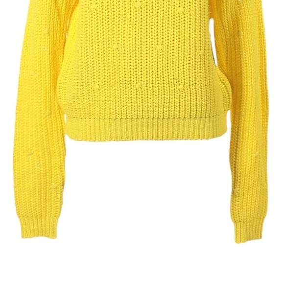 🌺 Abound Nordstrom Ribbed Knit Yellow Crew Neck Dolman Sweater Size S NWT - Picture 5 of 9